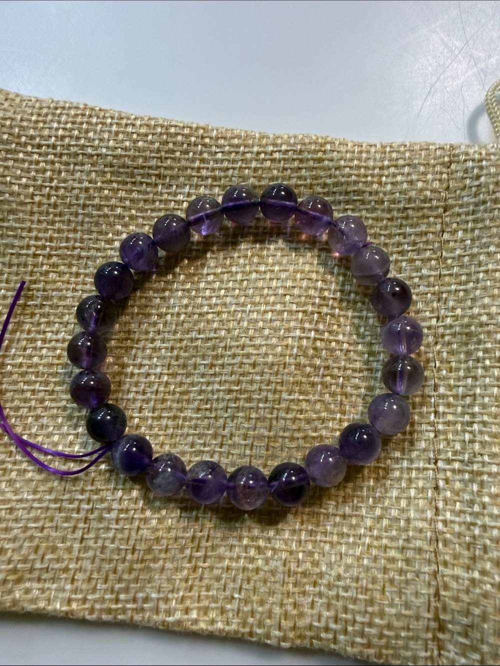 Amethyst Beaded Stretch Bracelet - Purple